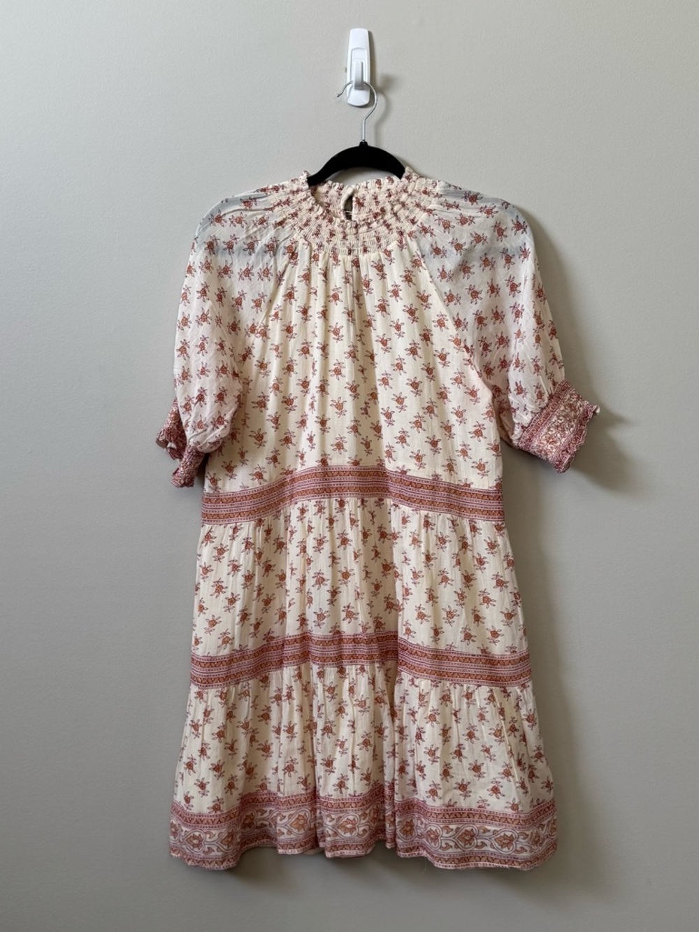 SAYLOR Cream Mini Dress with Rust Floral Print